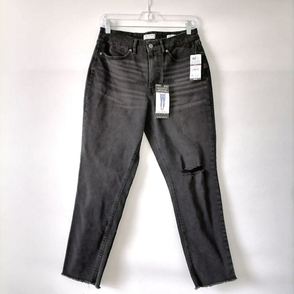 NWT Sofia Jeans Womens Black High Rise Curvy Girlfriend Denim Jeans Size 6